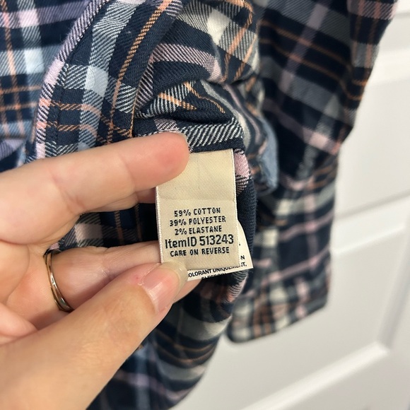 L.L. Bean Navy and Pink Plaid Fleece Shirt - Picture 5 of 9